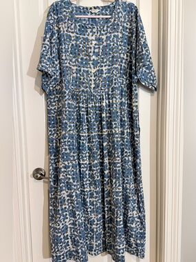 NWOT 100% Cotton Blue Print Maxi Dress
